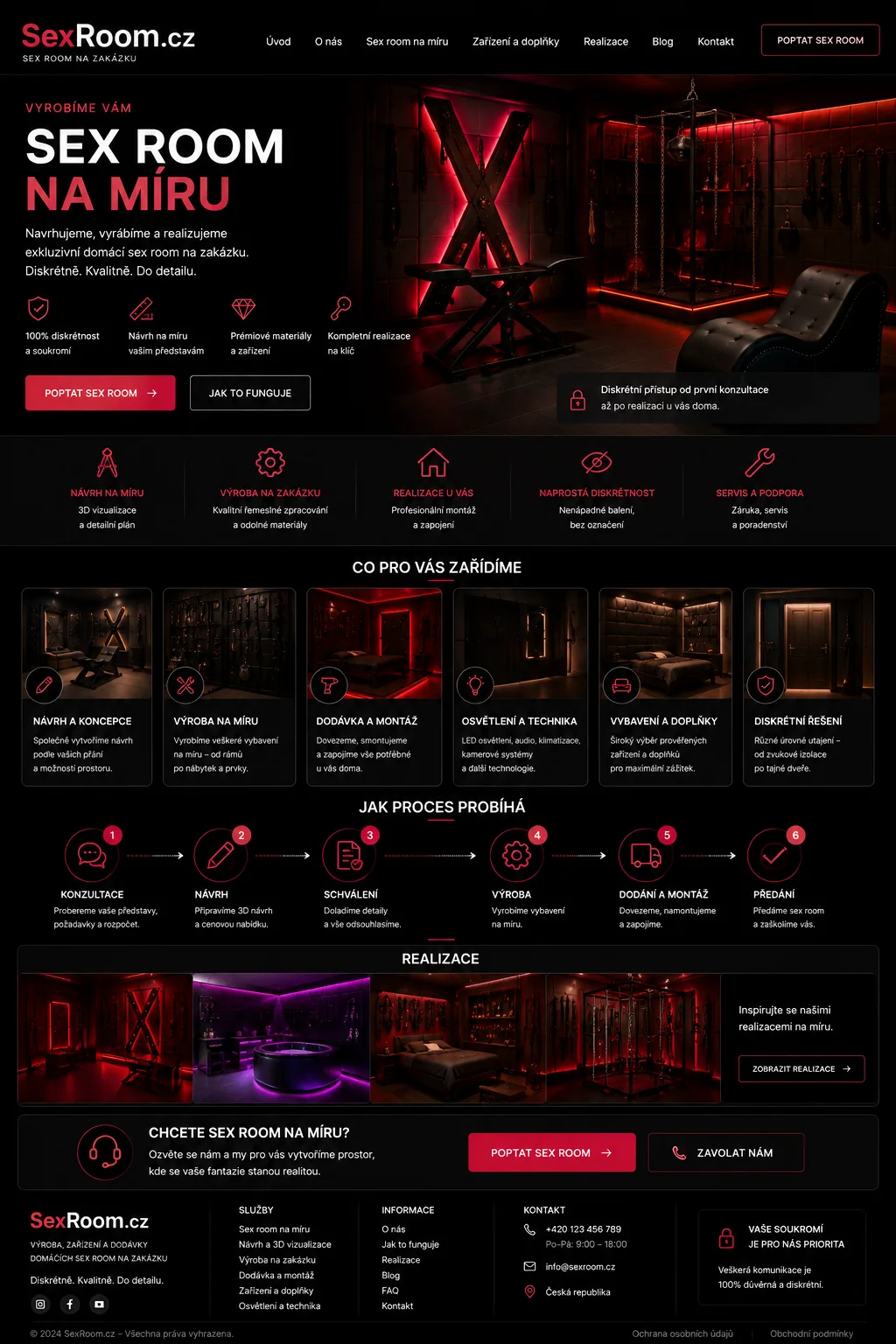 Ilustrační návrh prémiového webu pro zakázkové soukromé interiéry na doméně SexRoom.cz